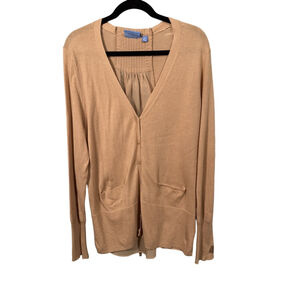 Simply Vera Vera Wang Dusty Beige Pink Knit Sheer Back Cardigan Size XL New With